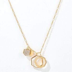 India Hicks Hexagon necklace in gold, new in box!